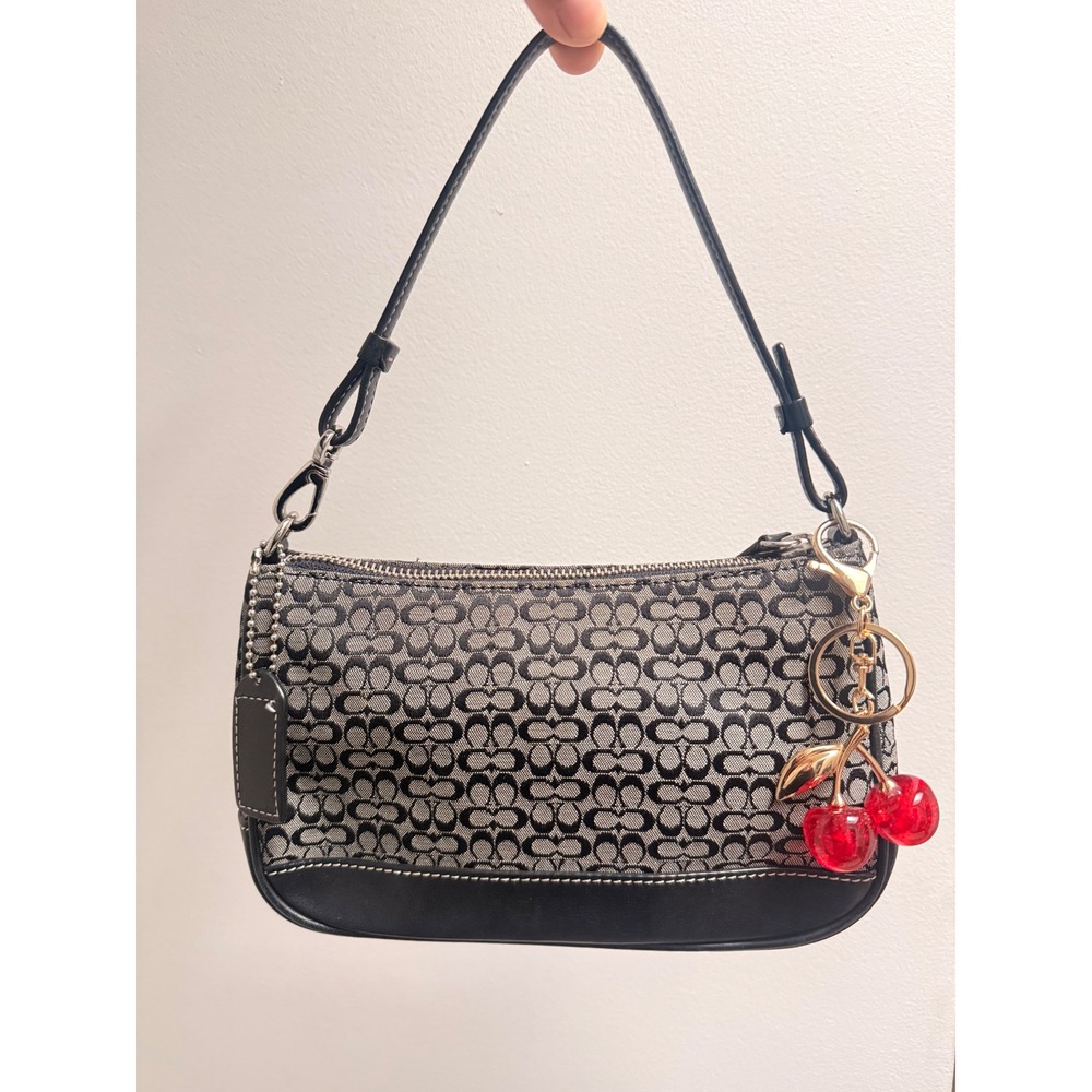 Coach Y2K Signature Demi Pouch Bag Black Grey Jacquard Canvas 6622 Vintage